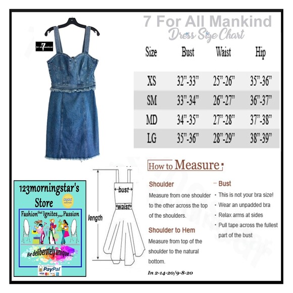 7 For All Mankind NEW Western MUSE Sweetheart Neck Frayed Fitted Denim Dress S - Picture 12 of 12
